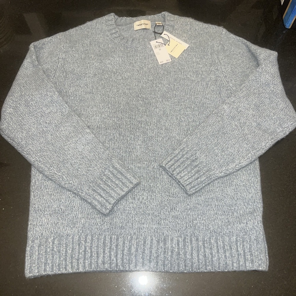 NEW~INDUSTRY~ Medium~Men's Sweater Cotton Blend Lt Blue Marle